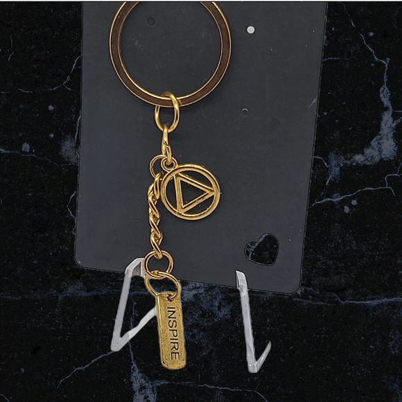 NA Narcotics Anonymous tree of life, gold live your dream keychain! Free goodie - Picture 2 of 3